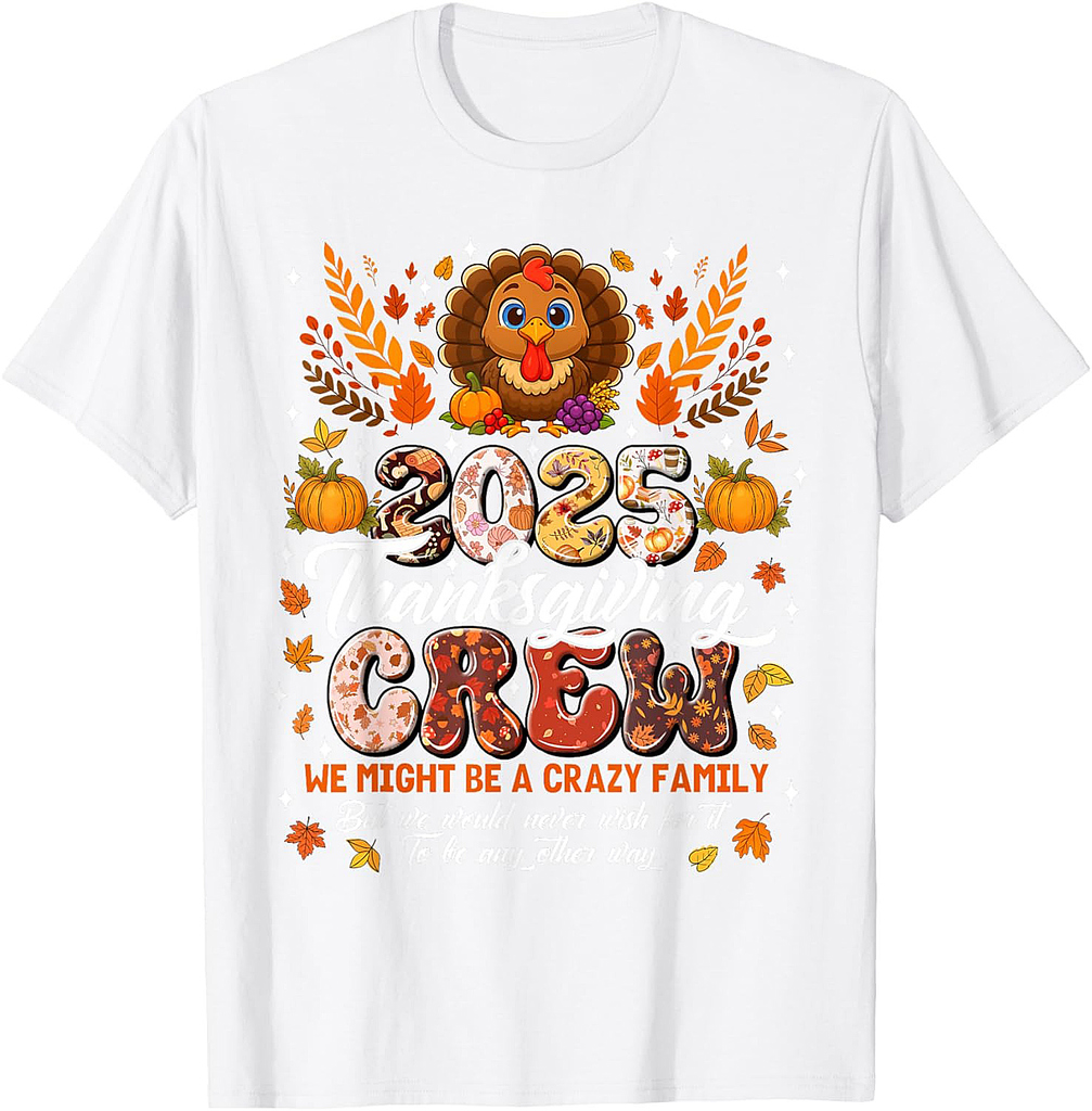 Family Thanksgiving 2025 Thanksgiving Crew Turkey Matching T-Shirt