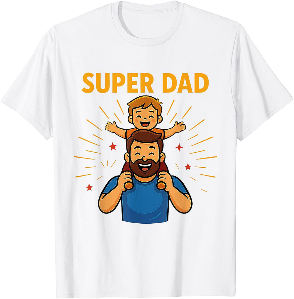 Super Dad Cartoon Style Cute Happy Father T-Shirt