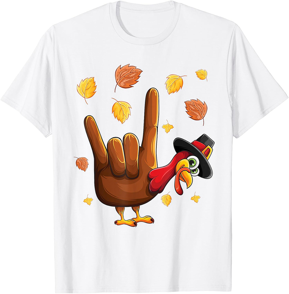 ASL Tukey American Sign Language I Love You Thanksgiving T-Shirt