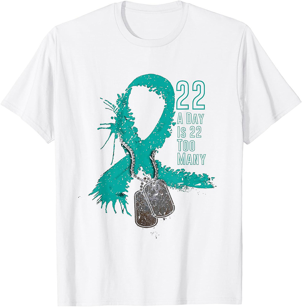 Veteran Suicide Awareness Ribbon 22 A Day Is 22 Too Many T-Shirt