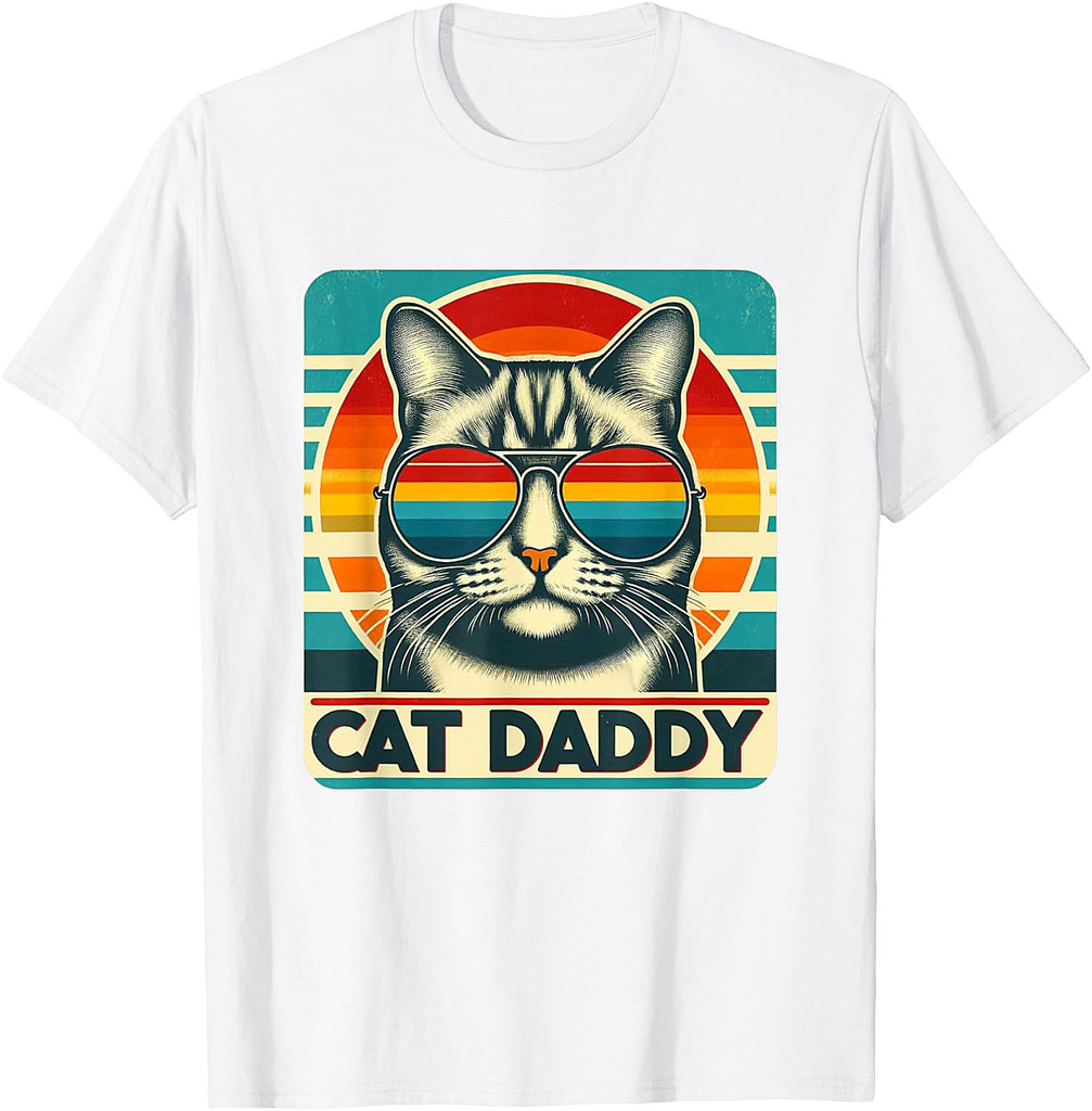 Cat Daddy Funny Cool Cat Father's Day Retro Cat Dad T-Shirt