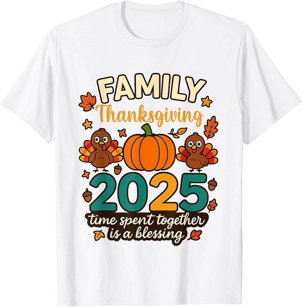Happy Family Thanksgiving Together 2025 Crew Turkey T-Shirt