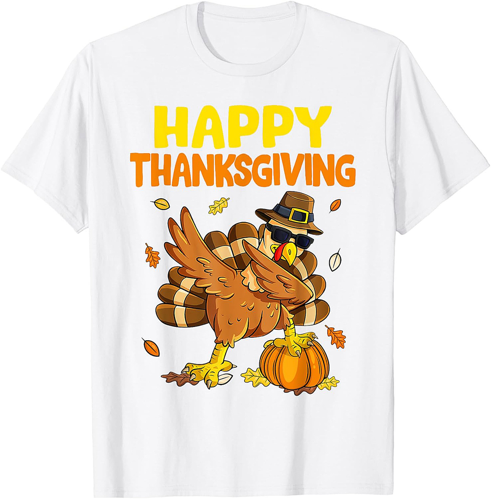 Funny Happy Thanksgiving Dabbing Pilgrim Turkey Men Women T-Shirt