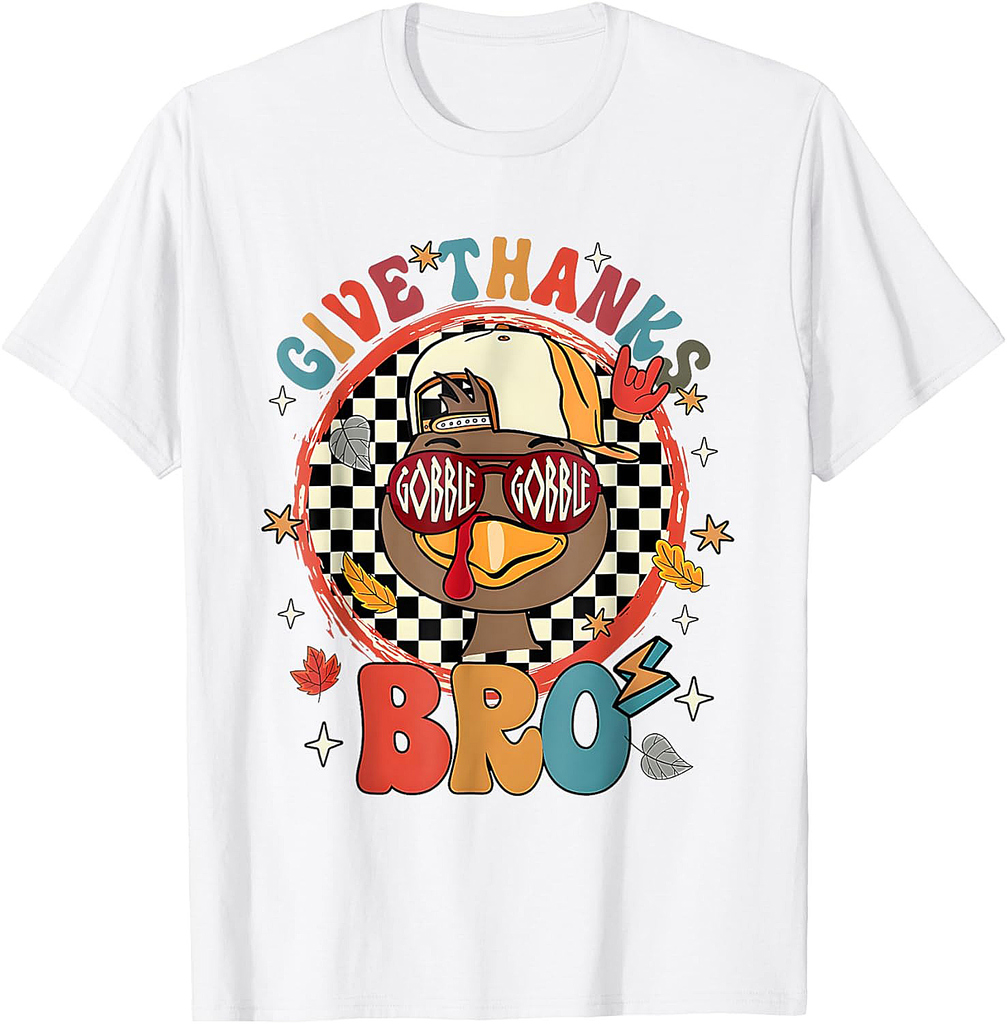 Give Thanks Bro Funny Turkey Thanksgiving Boys T-Shirt