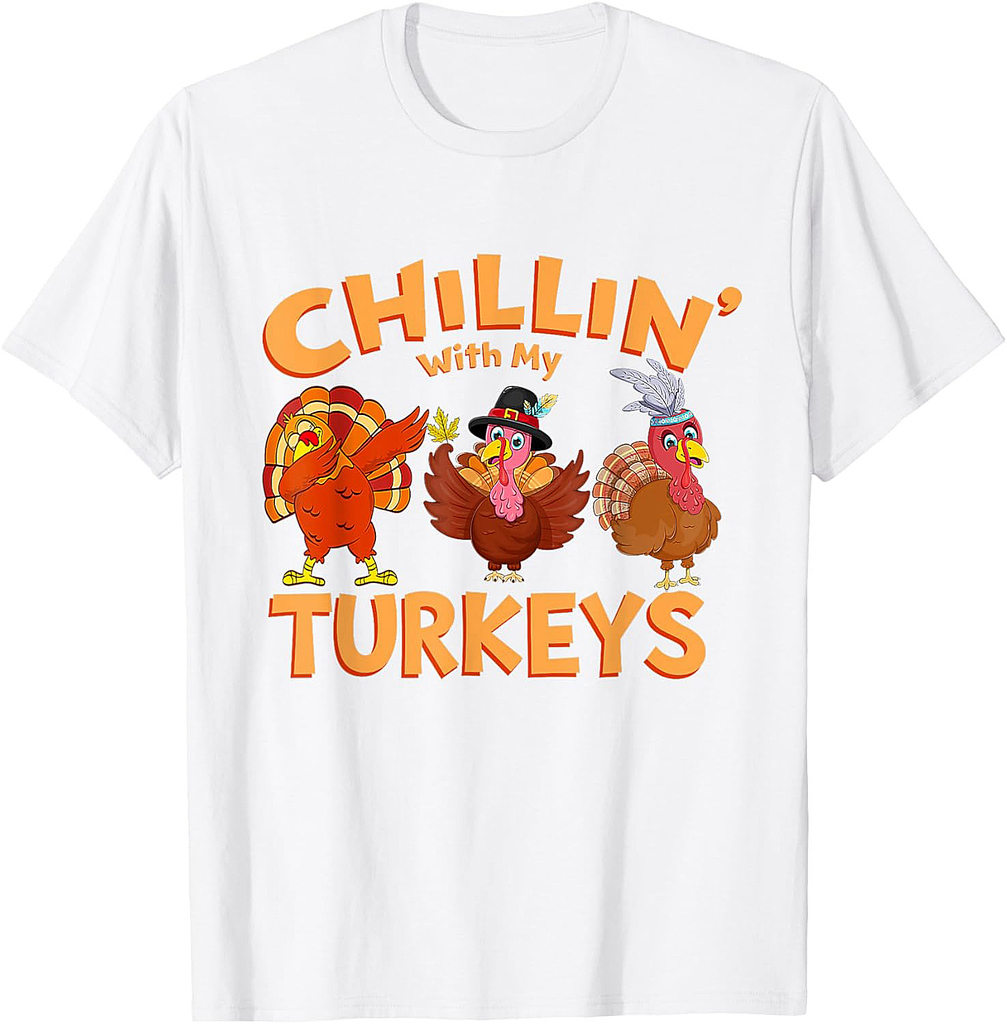 Thanksgiving Family Chillin With My Turkeys T-Shirt Black Unisex T-Shirt Small