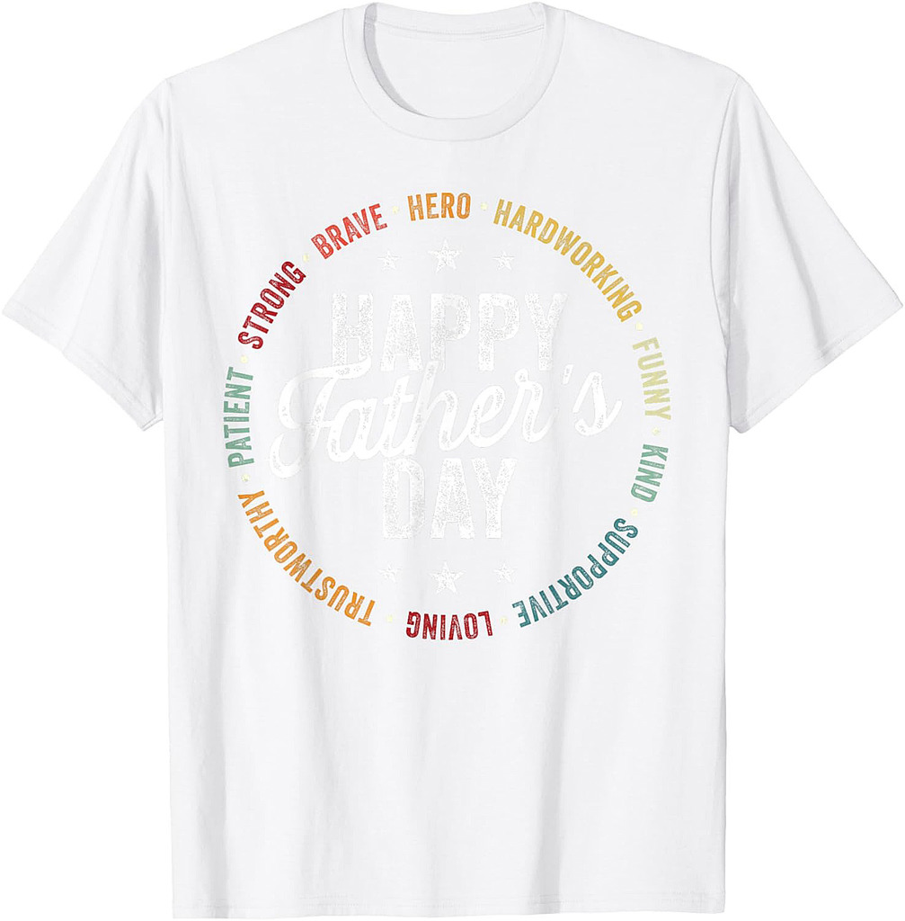 Happy Father's Day Shirts for Dad Grandpa Strong Brave Hero T-Shirt