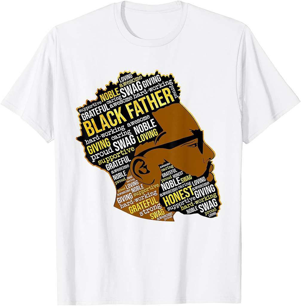 Mens Fathers Day Black Father King Afro African American Melanin T-Shirt