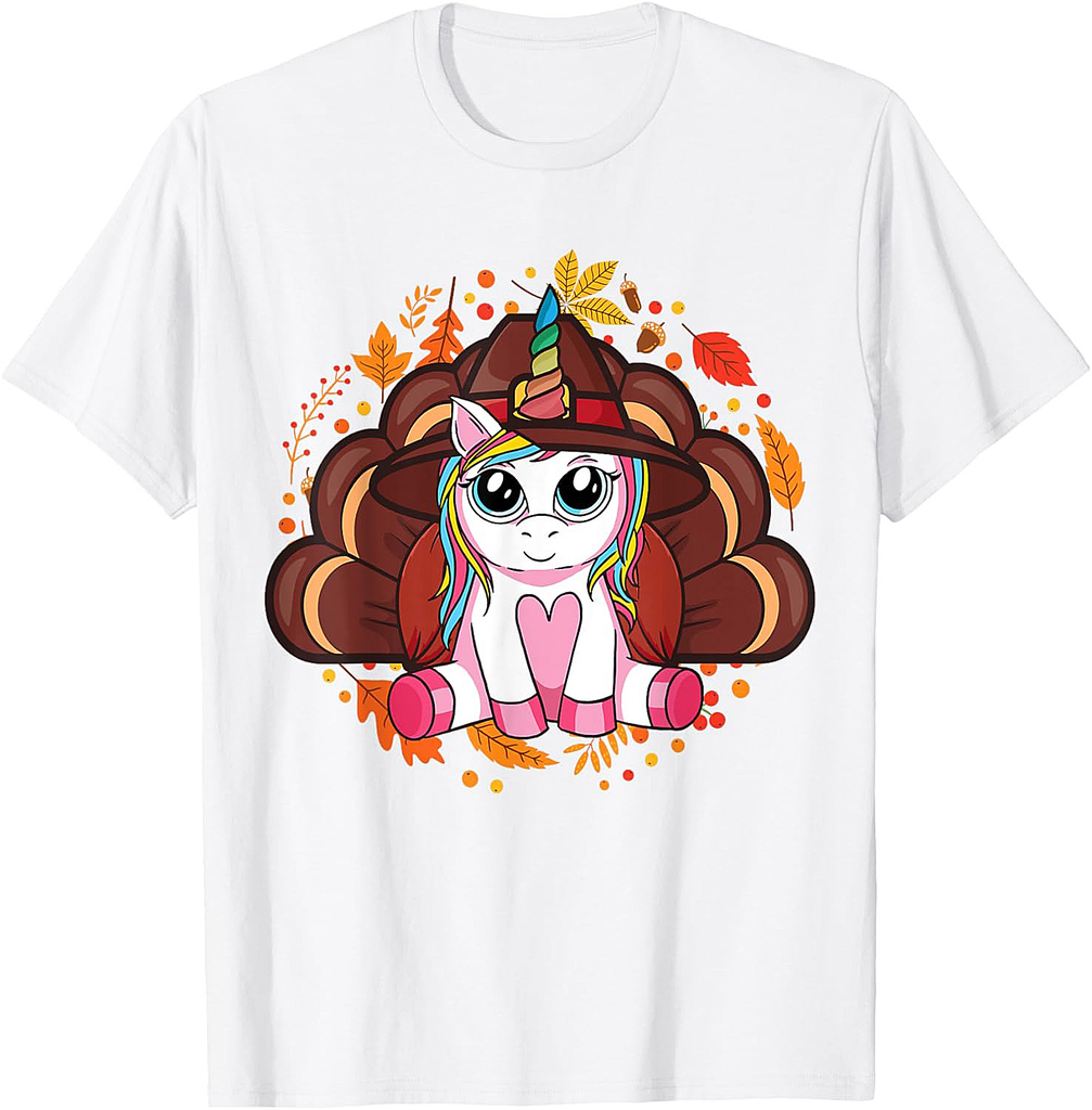 Cute Thanksgiving Girls Toddler Turkey Unicorn T-Shirt