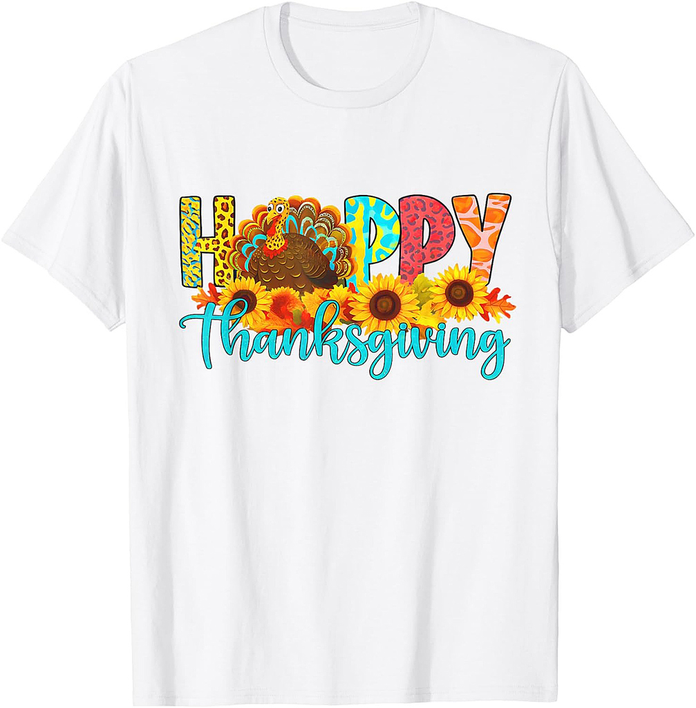 Happy thanksgiving for turkey day family dinner sunflower T-Shirt