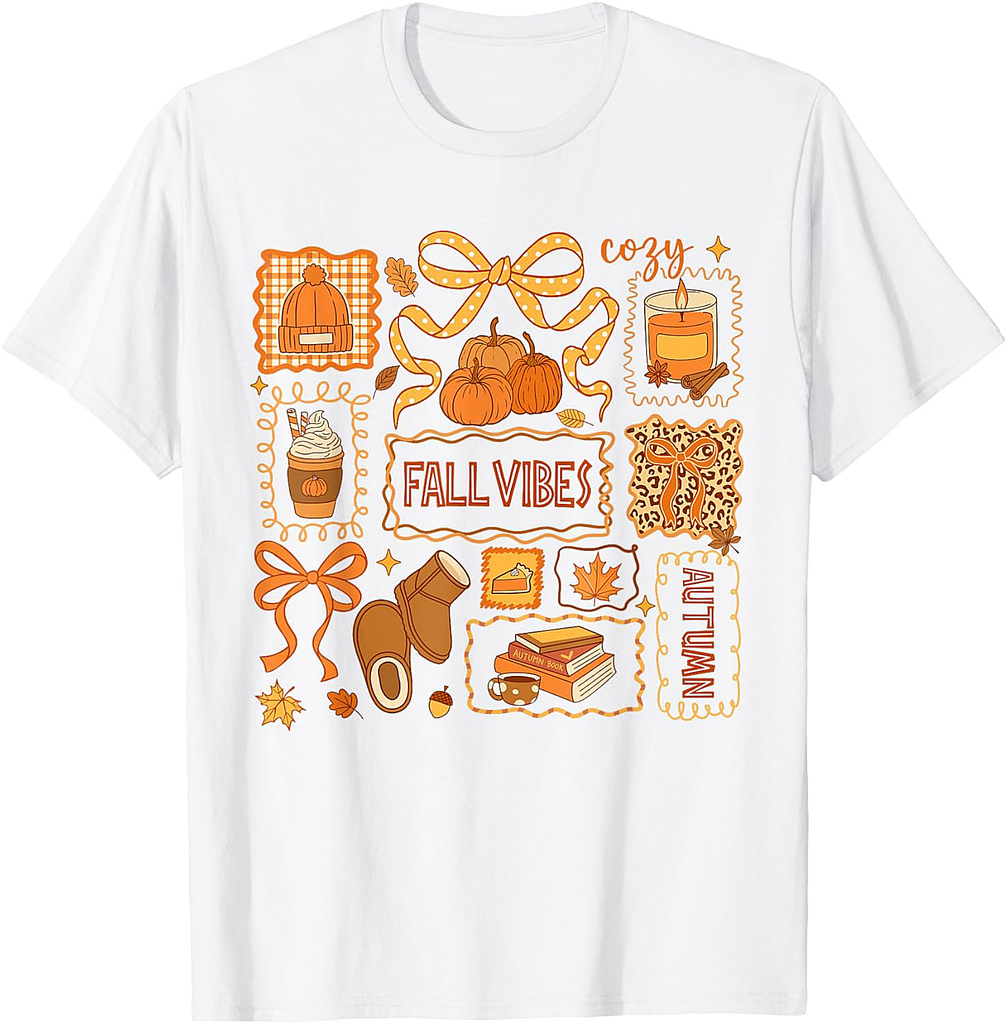 Fall Vibes Autumn Coquette Pumpkin Thanksgiving Coffee Women T-Shirt