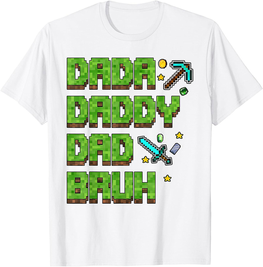 Dada Daddy Dad Bruh Gifts Father's Day Game Pixel T-Shirt