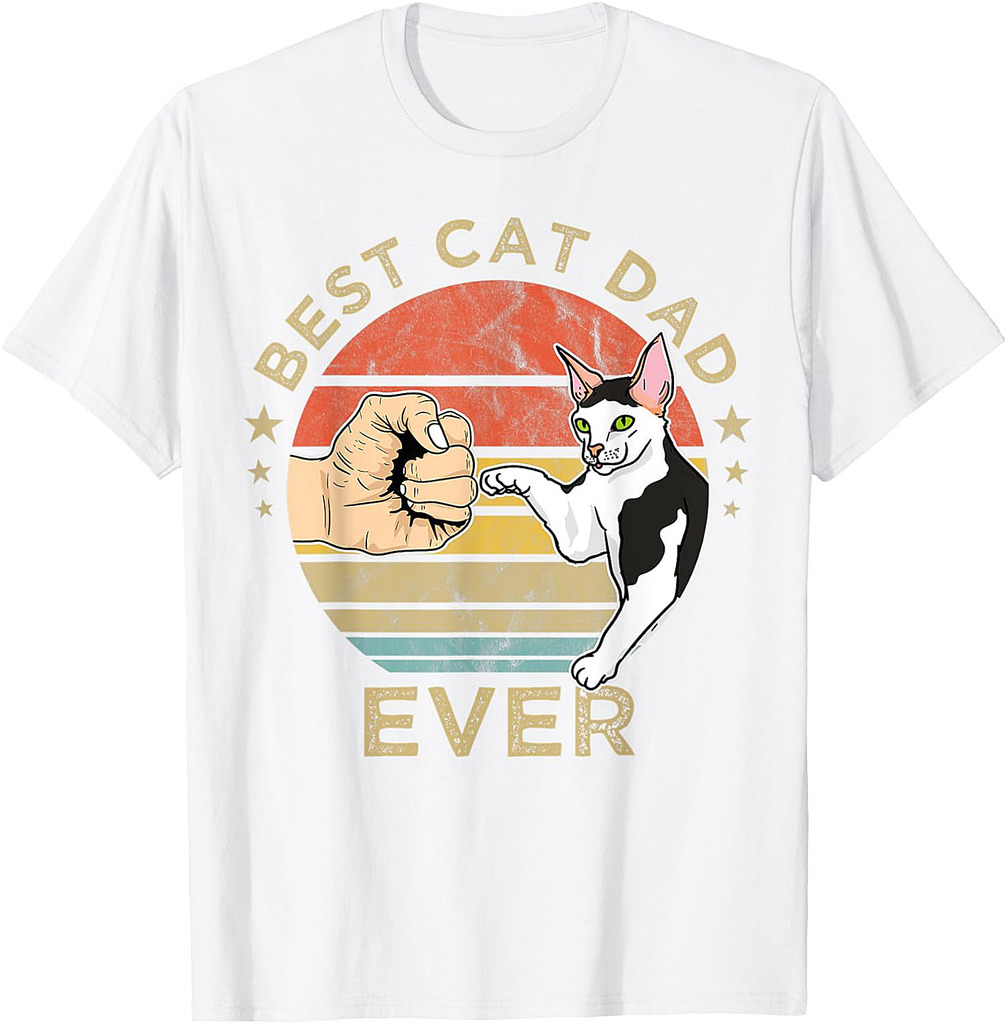 Funny Best Cat Dad Ever Vintage Retro Gift For Father Daddy T-Shirt
