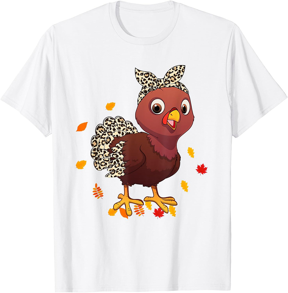 Leopard Turkey Girl Thanksgiving Autumn Fall season Women T-Shirt
