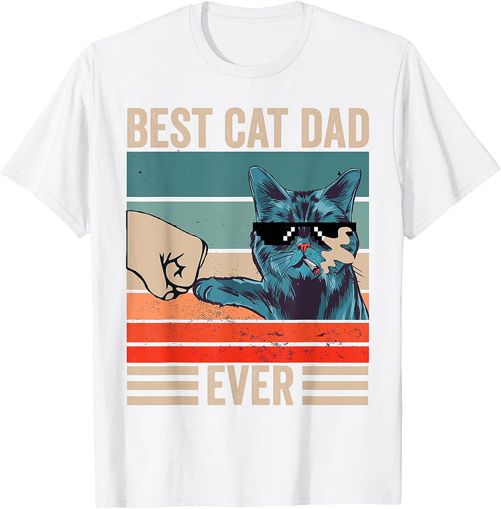 Vintage Best Cat Dad Ever Bump Fist Father's Day Cat Daddy T-Shirt