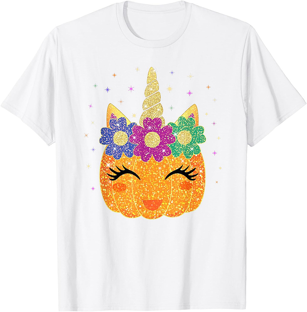 Unicorn Pumpkin Halloween Thanksgiving Girls T-Shirt