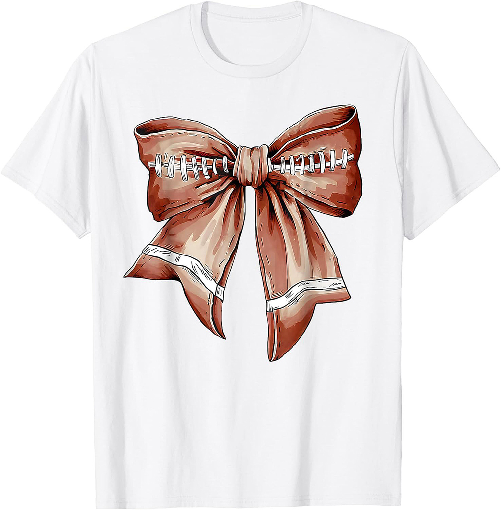 Coquette Bow Pumpkin American Football Thanksgiving Autumn T-Shirt