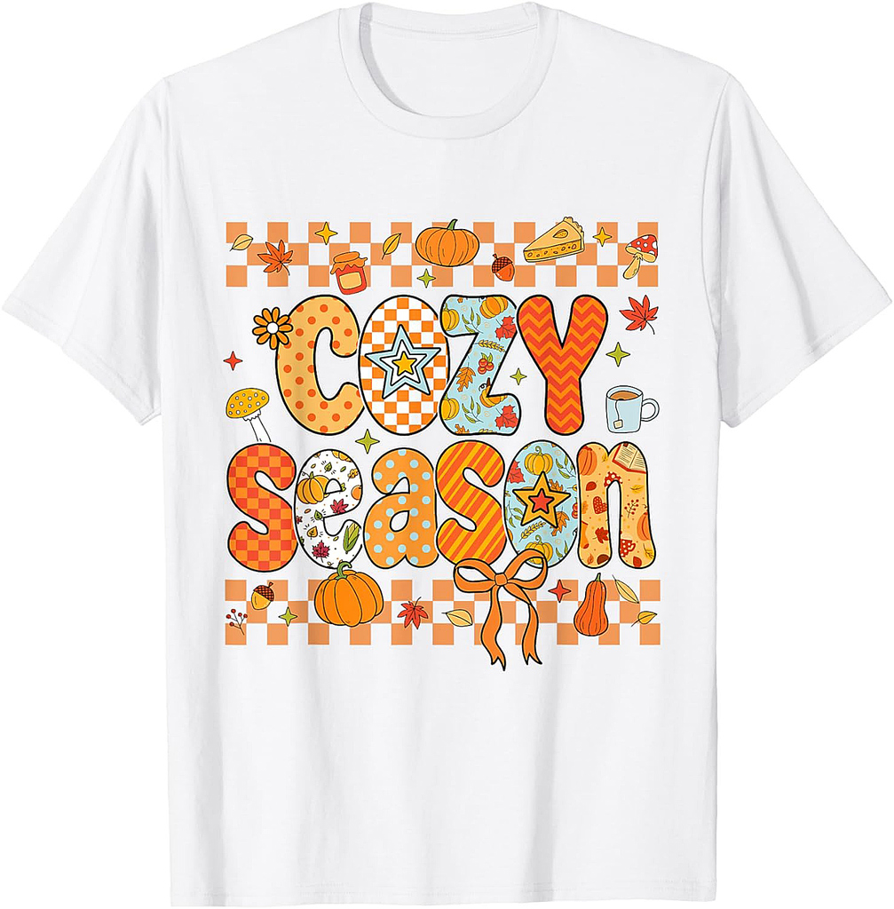 Preppy Cozy Season Fall Vibes Thanksgiving Halloween Autumn T-Shirt