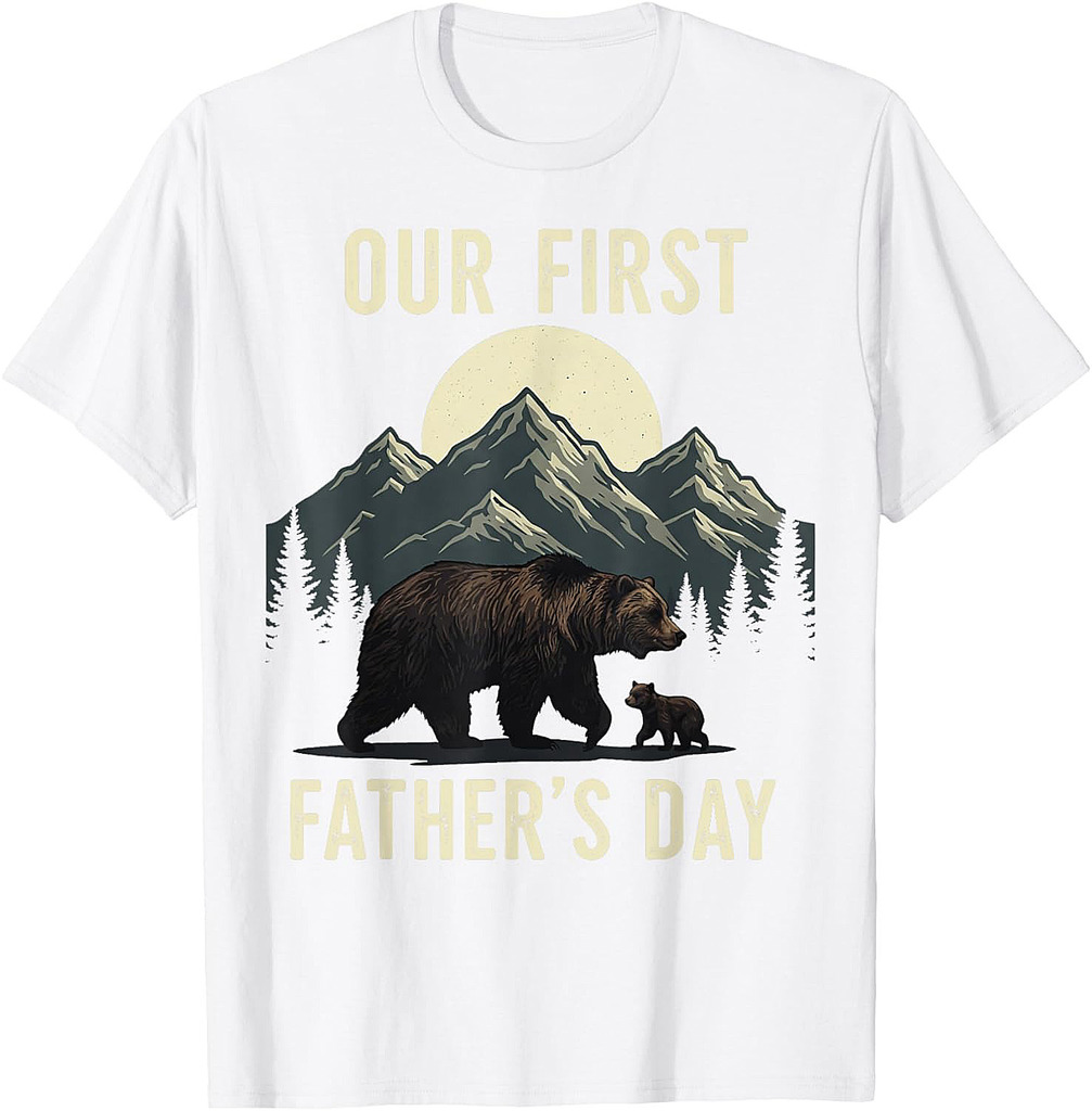 Our First Fathers Day Papa Bear Lover Gifts Daddy Graphic T-Shirt
