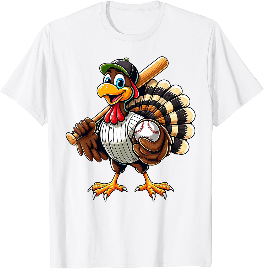 Cool Thanksgiving Baseball Gobble Player Turkey Baseball T-Shirt