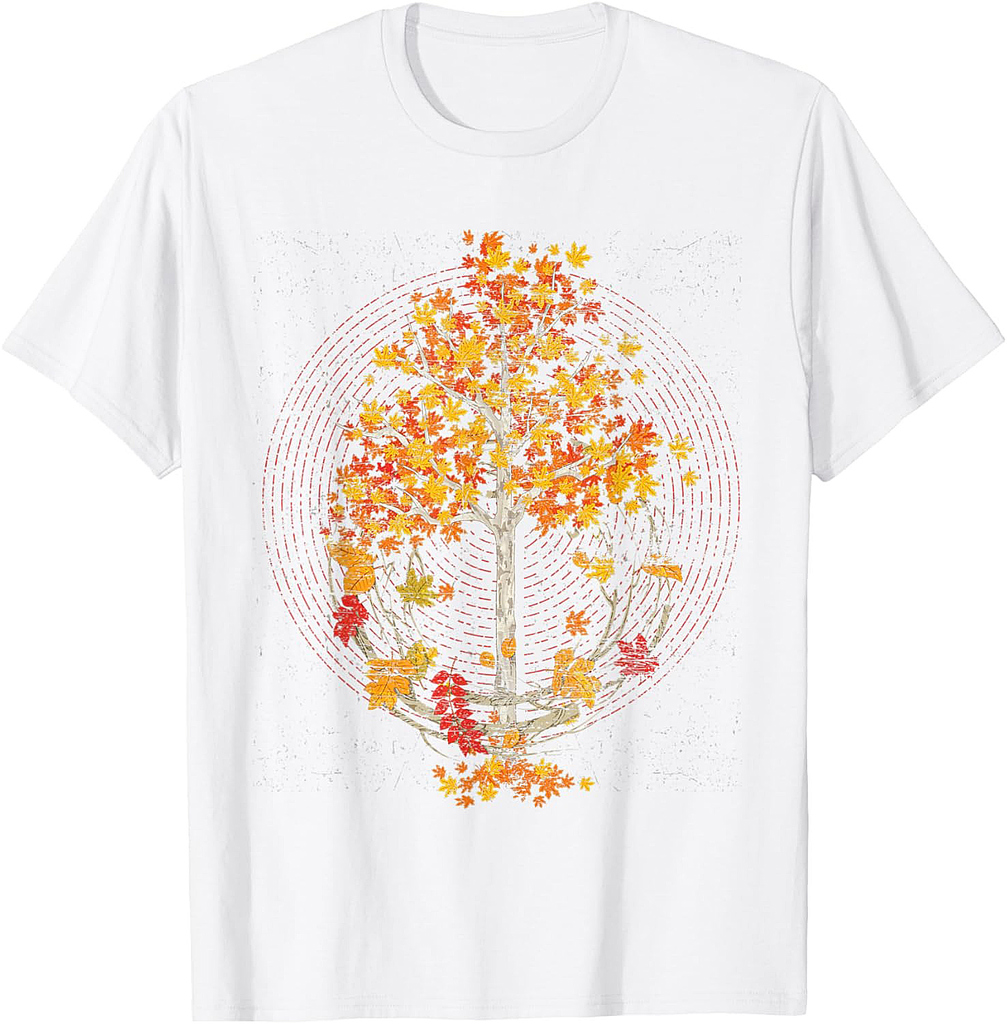 Tree Autumn Leaves Thanksgiving Botanical Forest Fall T-Shirt