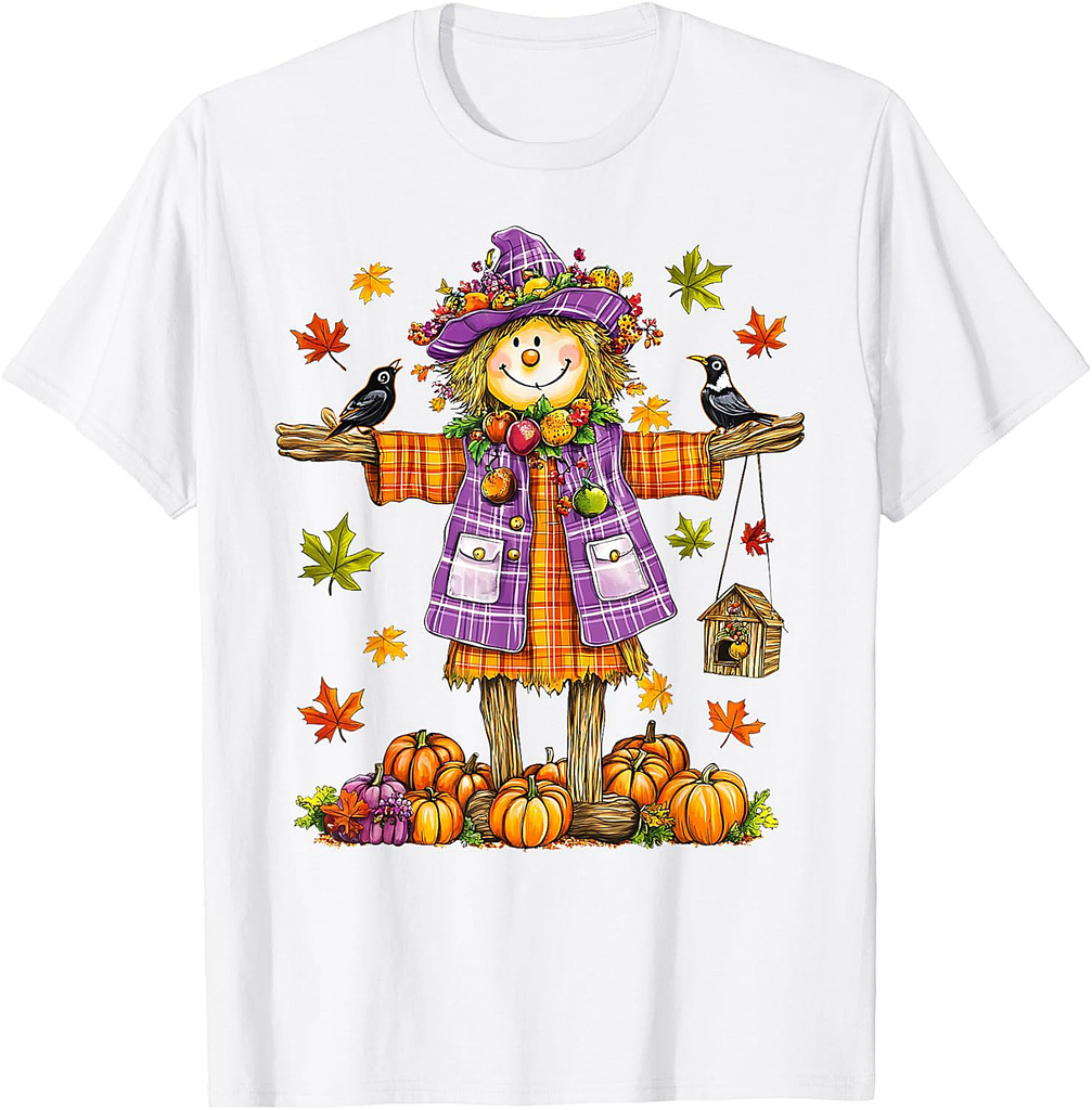 Scarecrow Autumn Fall Season Pumpkin Thanksgiving Halloween T-Shirt