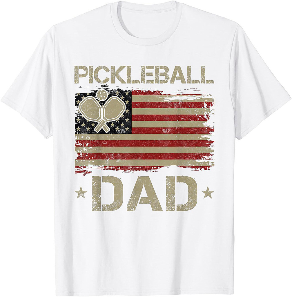 Pickleball Dad Father's Day USA Flag T-Shirt