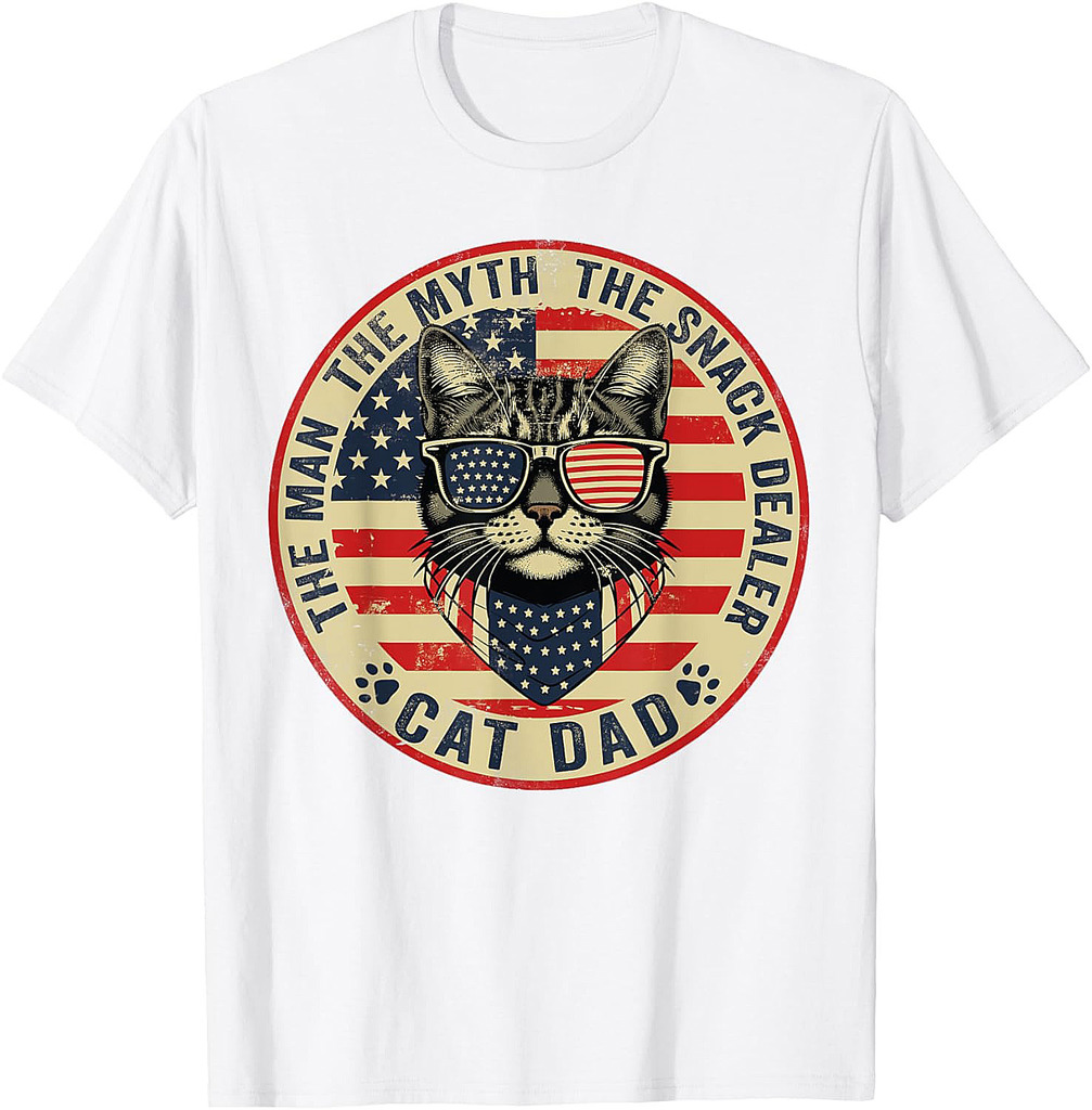 Cat Dad The Man The Myth The Snack Dealer Funny Father's Day T-Shirt