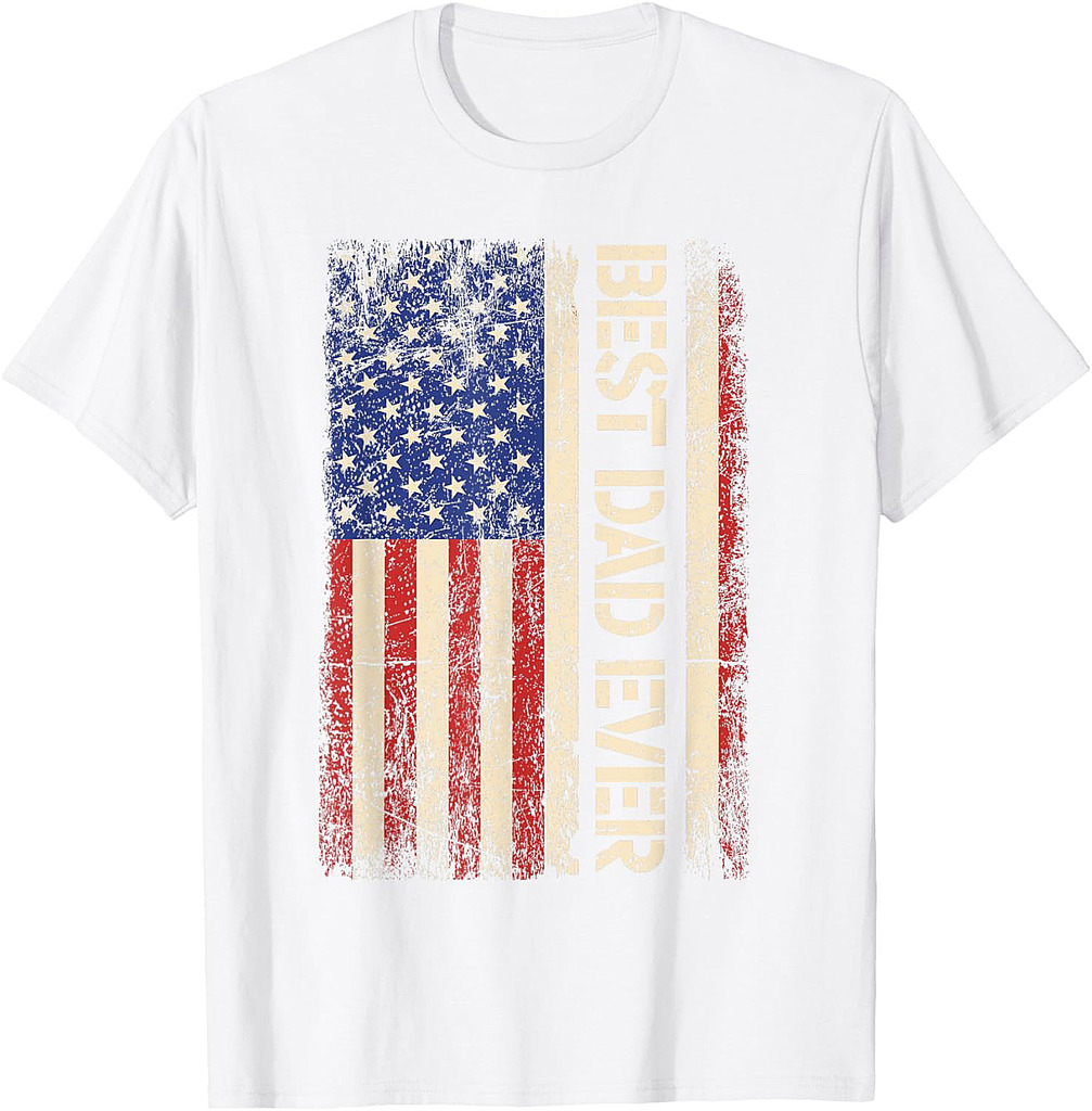 Best Dad Ever US American Flag Gifts For Father's Day Men T-Shirt