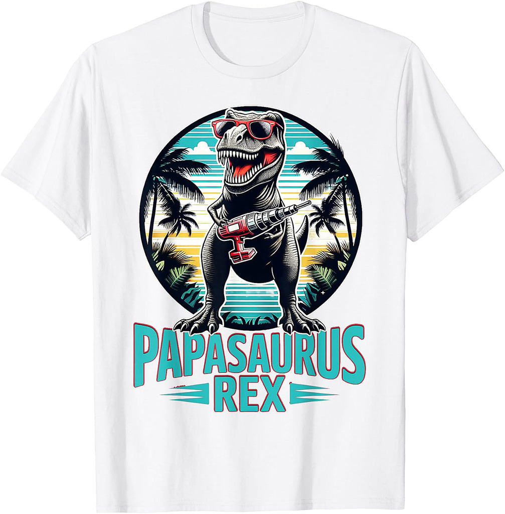 Father's Day Mechanic Dad Grandpa Dino T Rex Papasaurus Rex T-Shirt