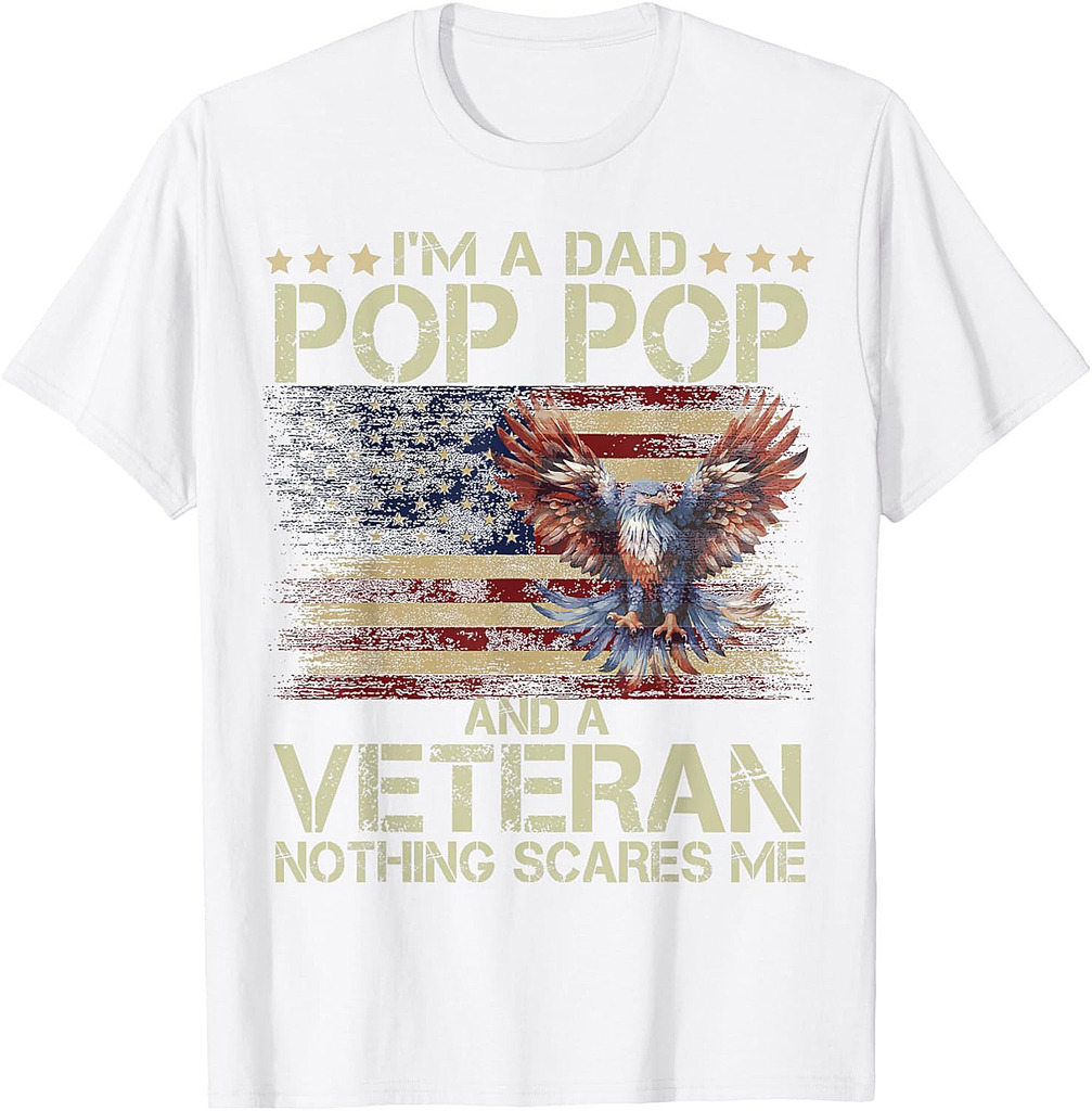 Dad Pop Pop Veteran American Flag flying eagle Father's Day T-Shirt