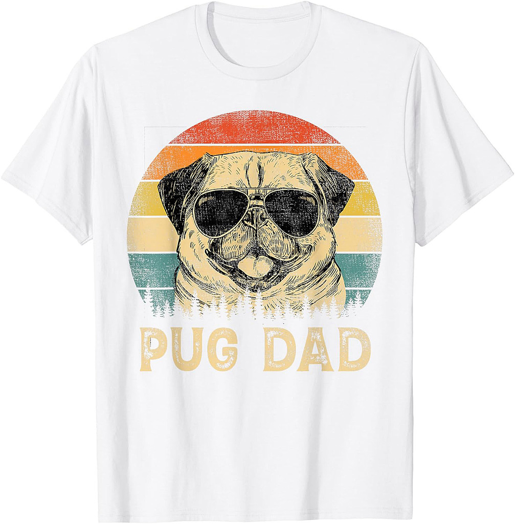 Vintage Pug Dad Dog Lovers Father's Day Tee T-Shirt