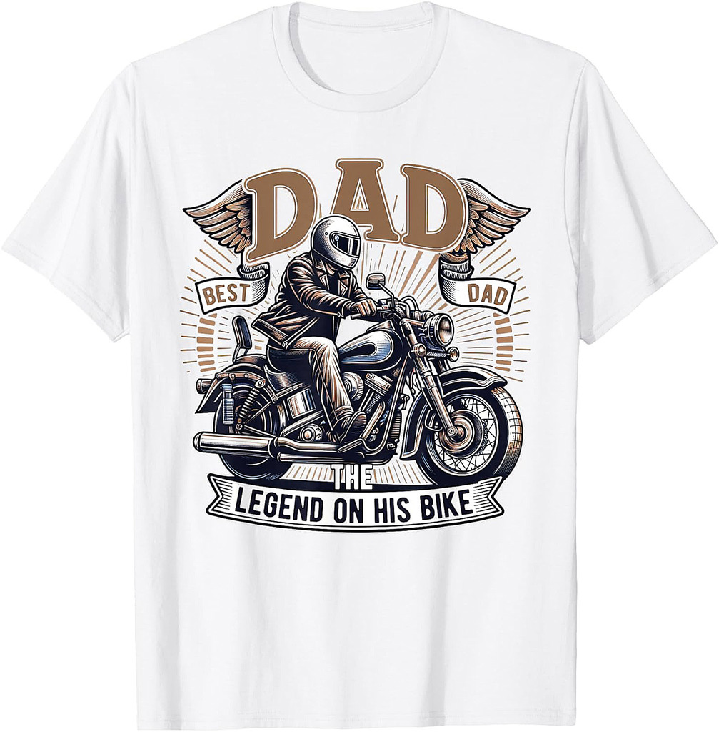 Biker Dad Father's Day Dad The Legend On His Bike Biker Dad T-Shirt