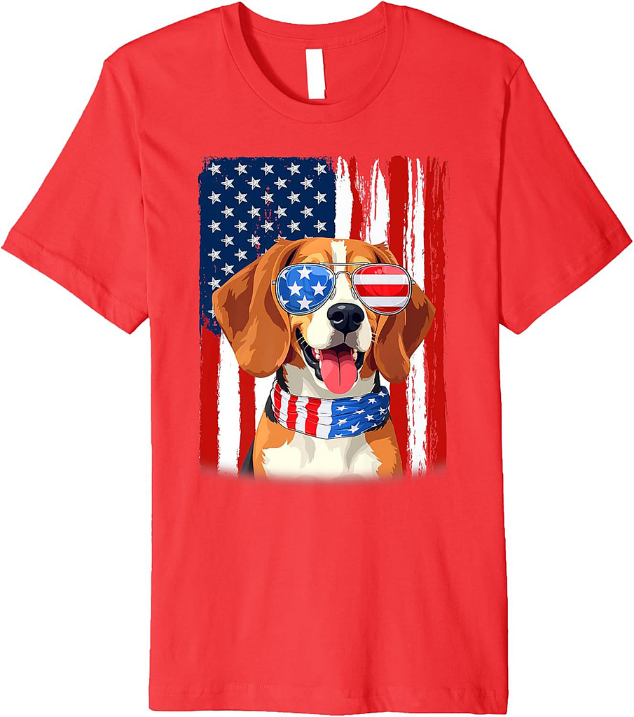 USA America Flag Beagle Dog 4th of July Patriotic Premium T-Shirt