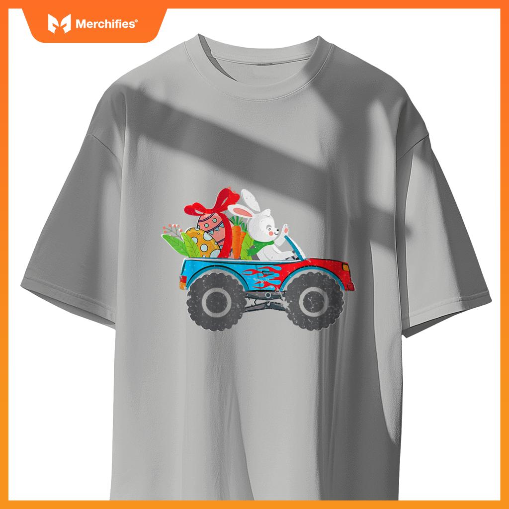 Kids Easter Rabbit Riding Monster Truck  Boys Girls T-Shirt