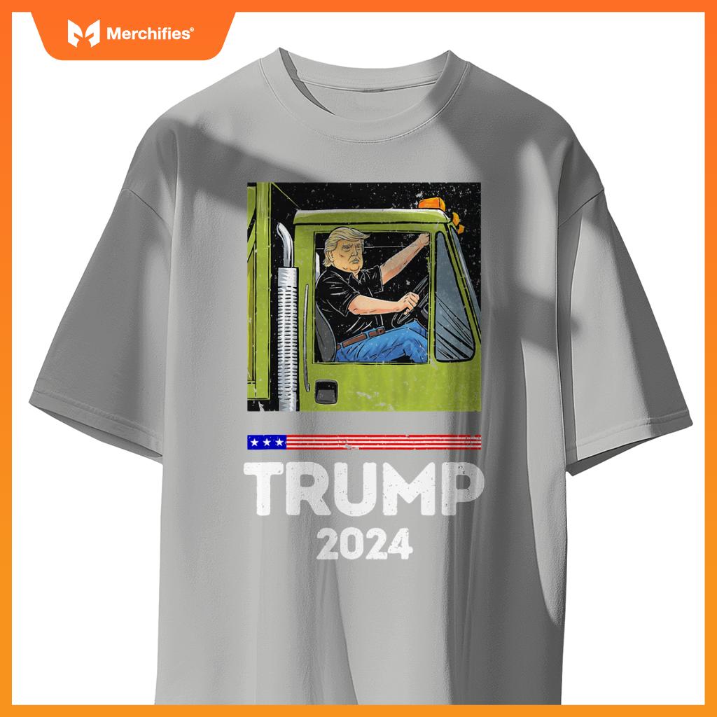 Funny Trump Driving Garbage Truck - Team Garbage T-Shirt