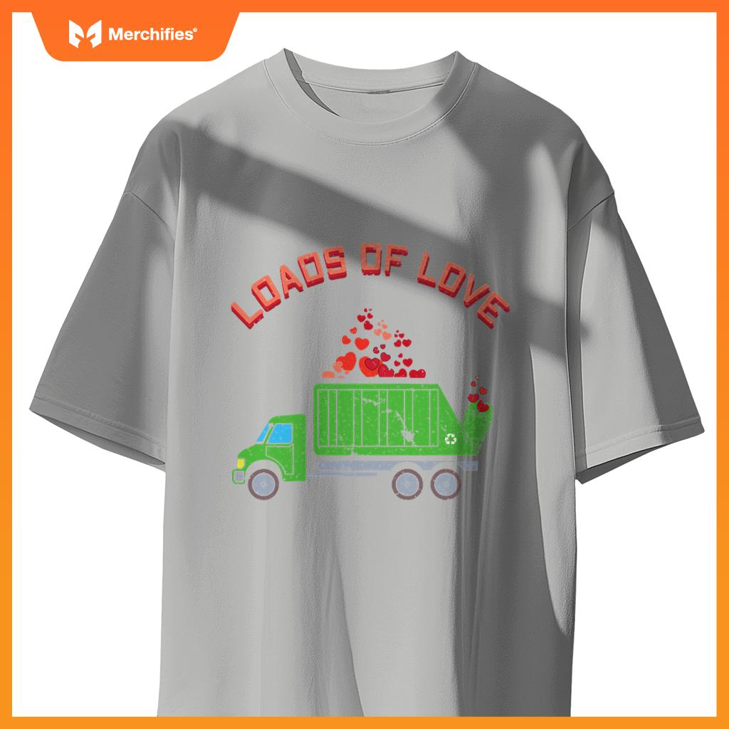 Kids Garbage Truck Hearts Day Happy Valentines T-Shirt