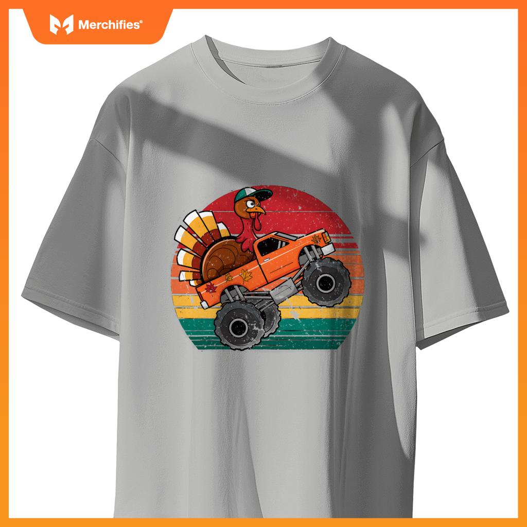 Monster Truck Turkey Sunset Toddler Thanksgiving T-Shirt