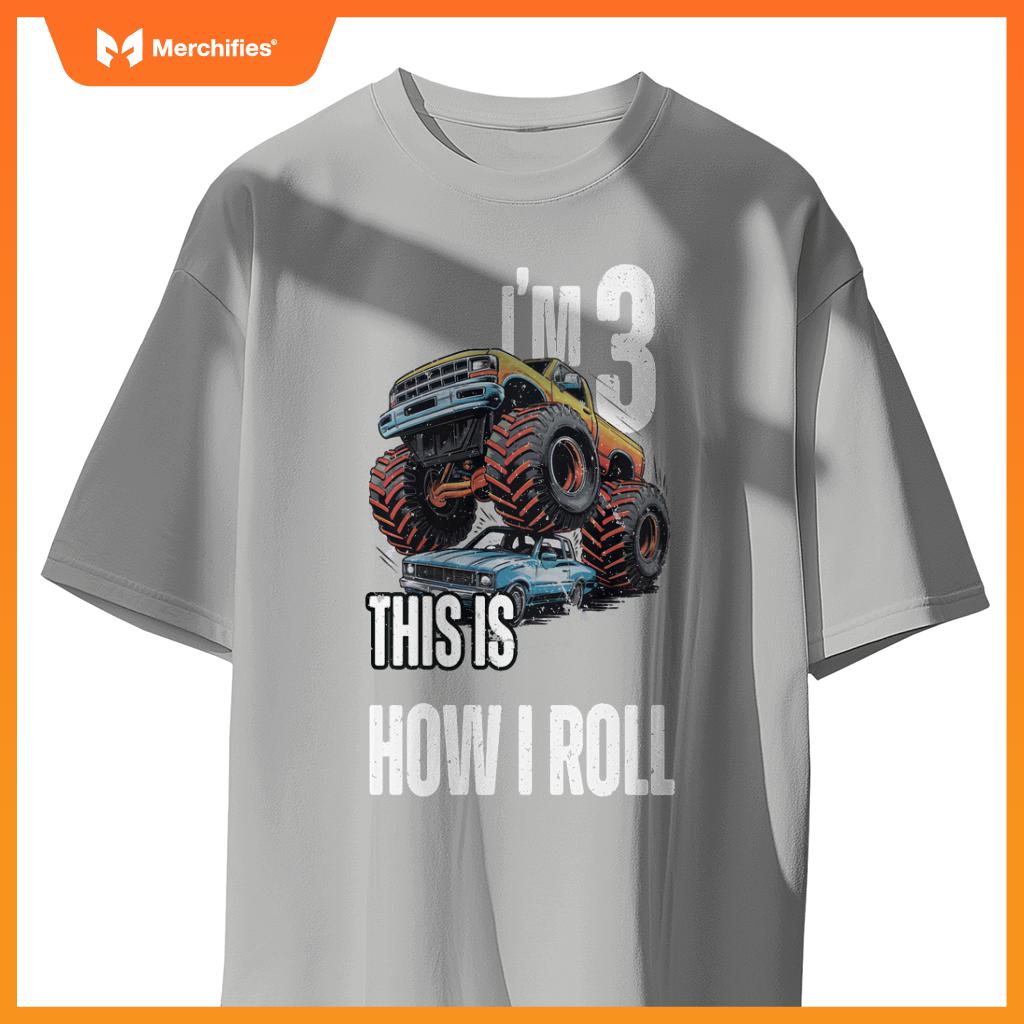Monster Truck 3 Year Old Toddlers Boy 3rd Birthday Party Car T-Shirt