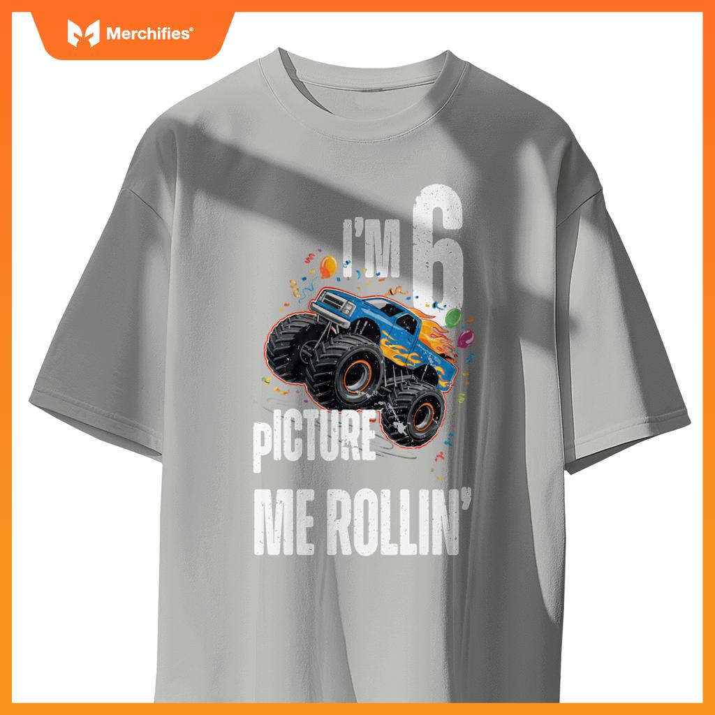 Monster Truck 6 Year Old Toddlers Boy 6th Birthday Party Car T-Shirt
