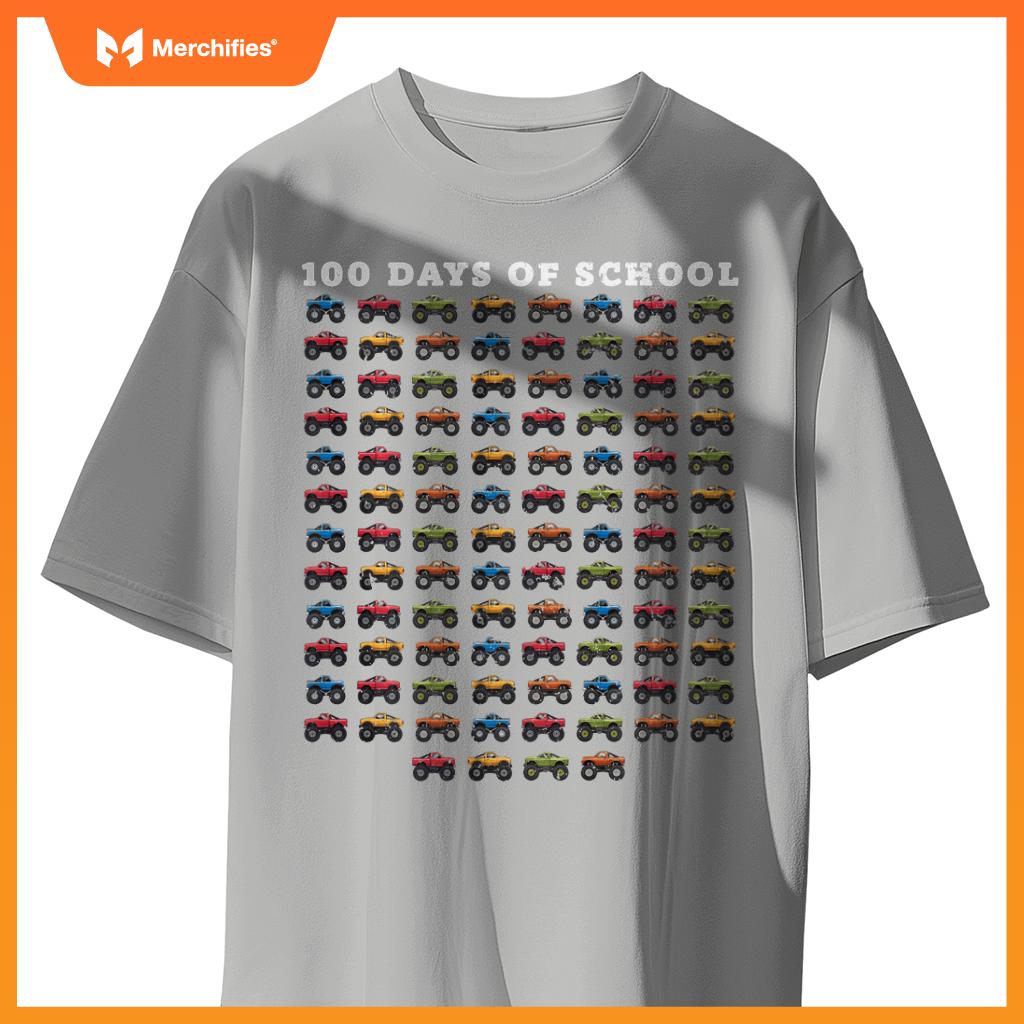 Monster Truck Boys 100 Days of School 100th Day of School T-Shirt