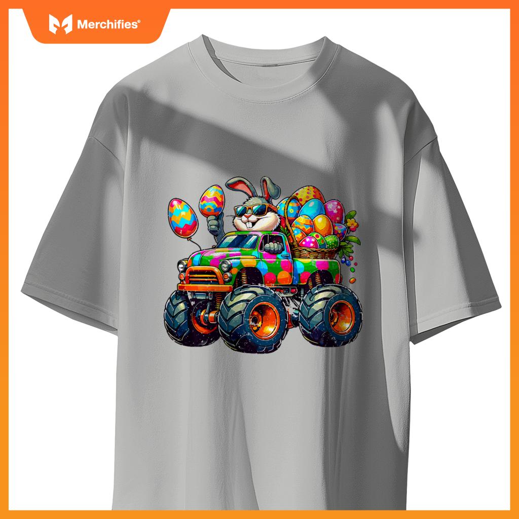 Kids Easter Day Bunny Monster Truck Eggs Cool Rabbit T-Shirt