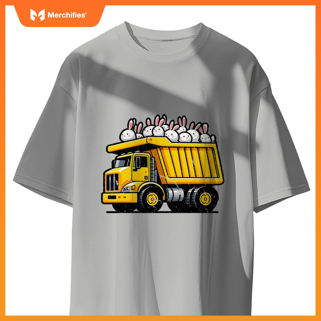 Kids Construction Dump Truck Bunnies Christian Easter Day T-Shirt