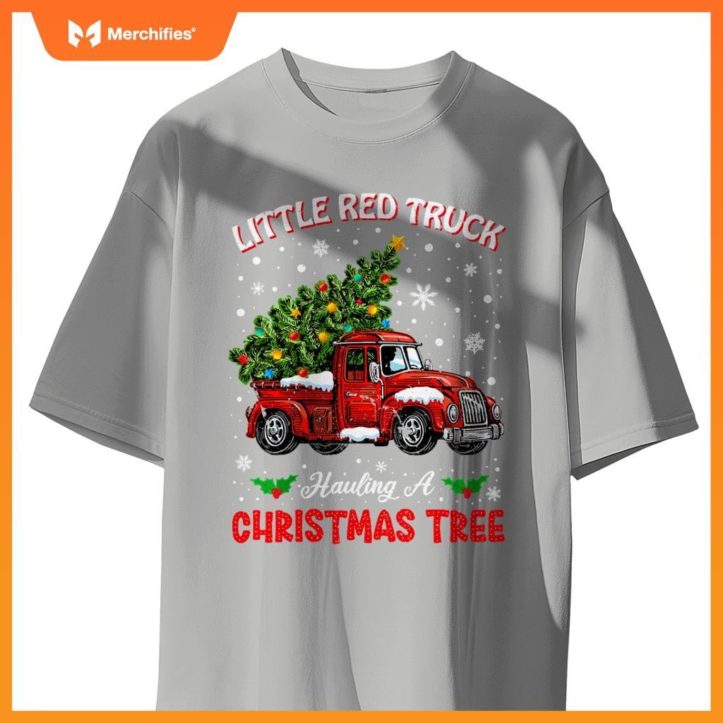Little Red Truck Hauling A Christmas Tree T-Shirt