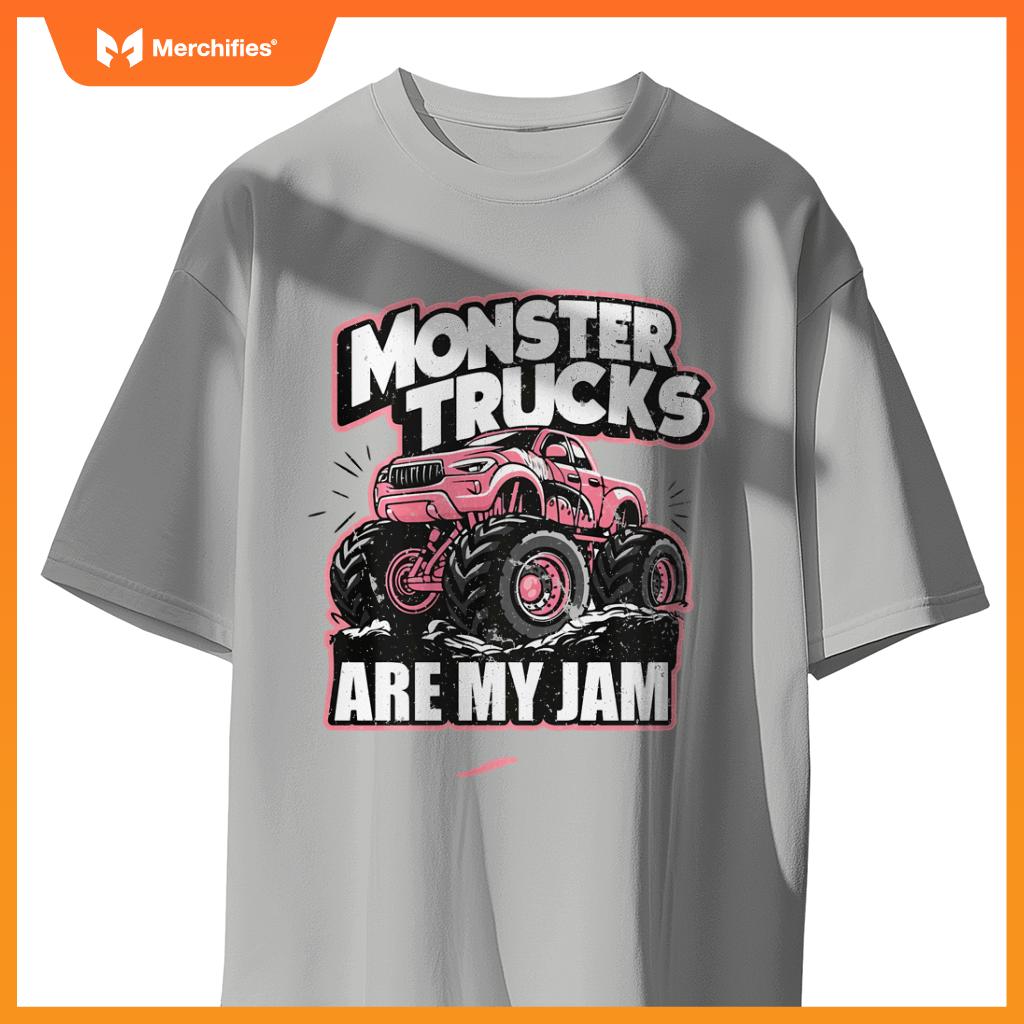 Monster Truck Are My Jam Pink Race Day Outfit For Car Lover T-Shirt