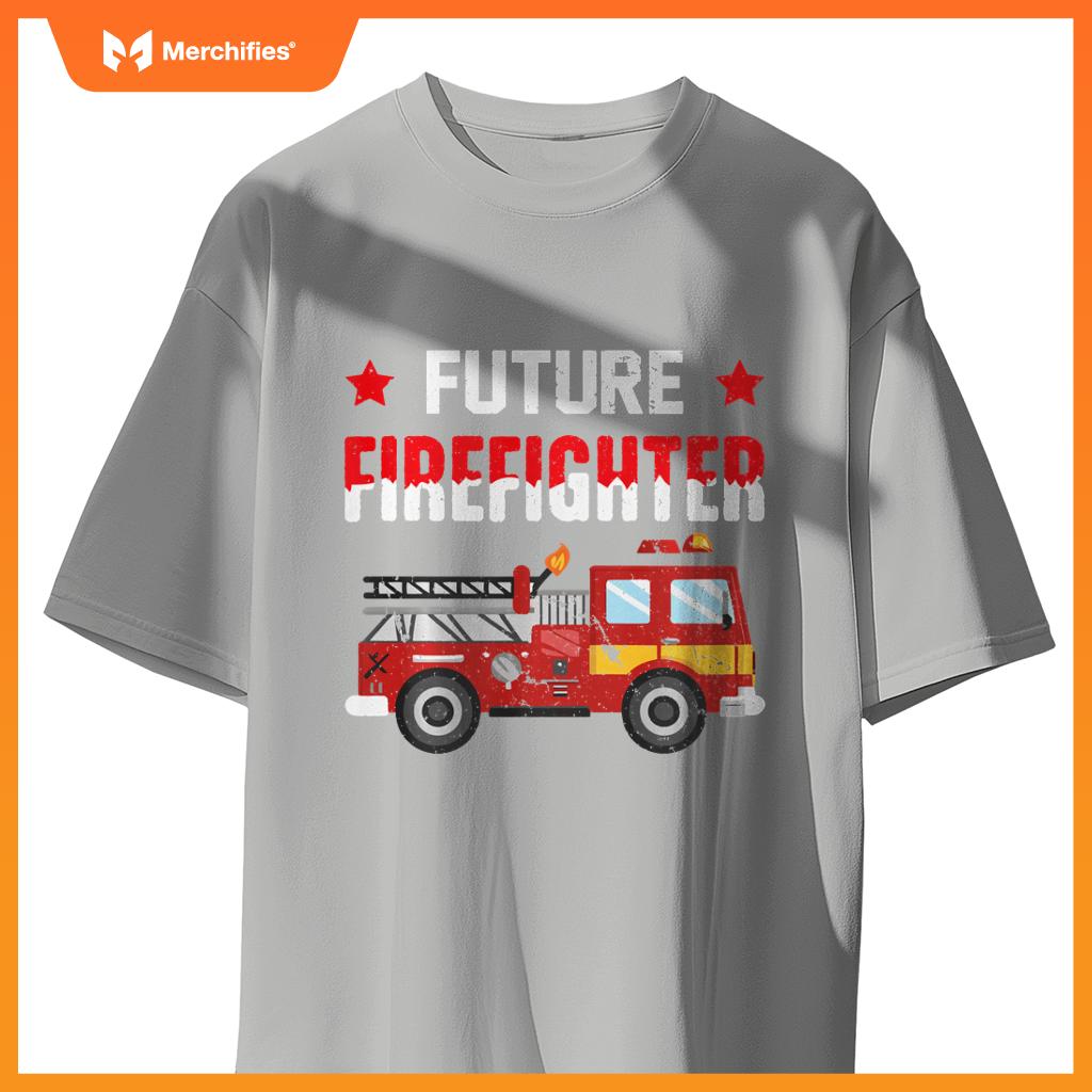 Future Firefighter Fireman Firefighting Boys Kids Fire Truck T-Shirt