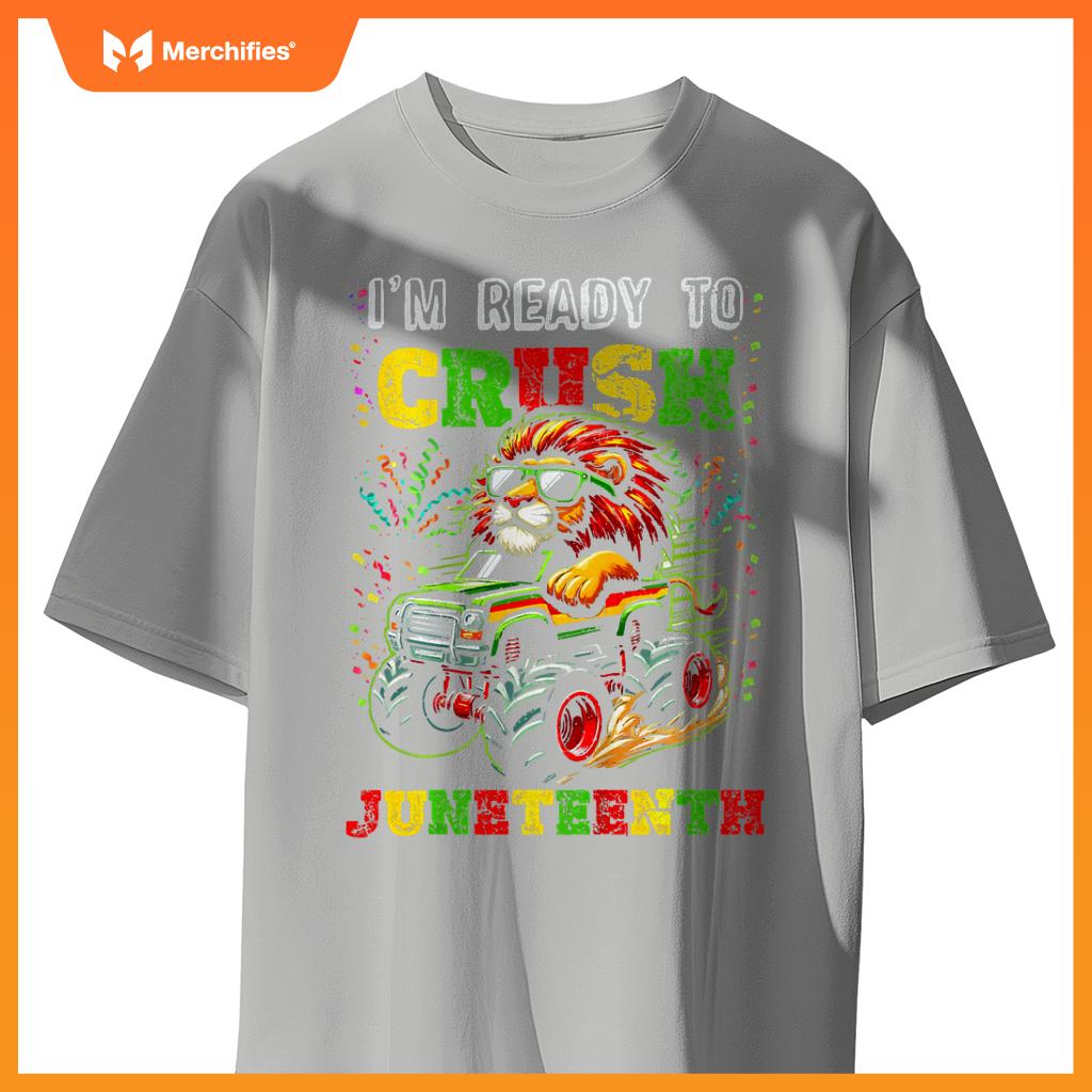 Kids Im Ready To Crush Junenth Monster Truck Lion Junenth T-Shirt