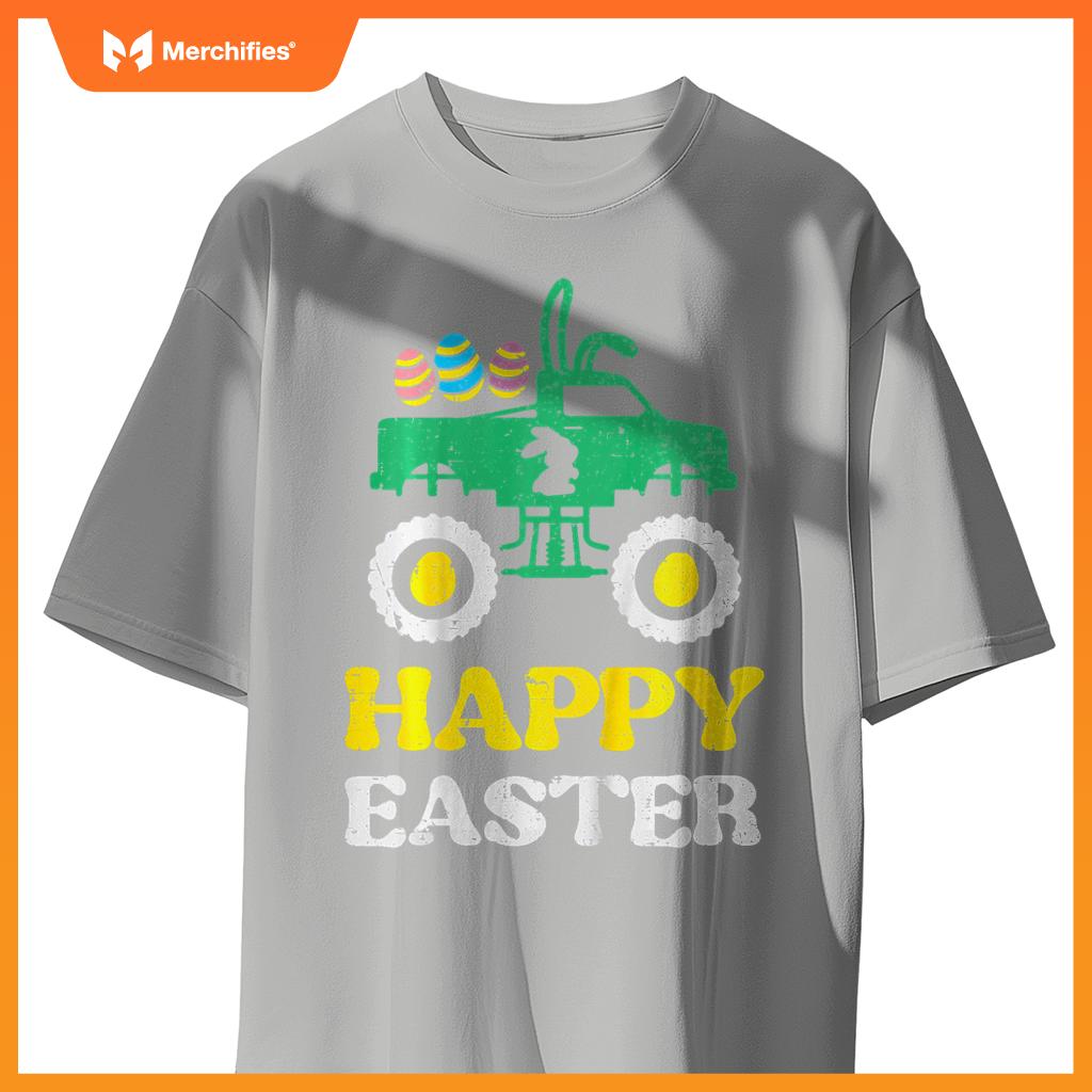 Kids Happy Easter Monster Truck Bunny Rabbit Boys Kids Toddler T-Shirt
