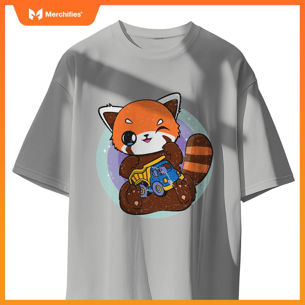 Kawaii Red Panda With Toy Car Truck Cute Chibi Anime Otaku T-Shirt