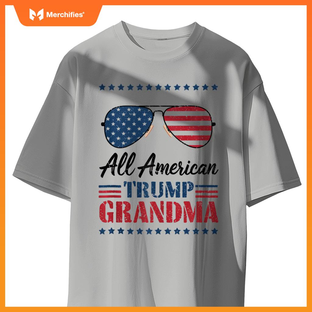All-American Trump Grandpa - Flag Sunglasses Patriotic T-Shirt
