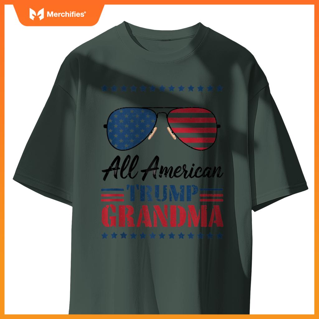All-American Trump Grandpa - Flag Sunglasses Patriotic T-Shirt